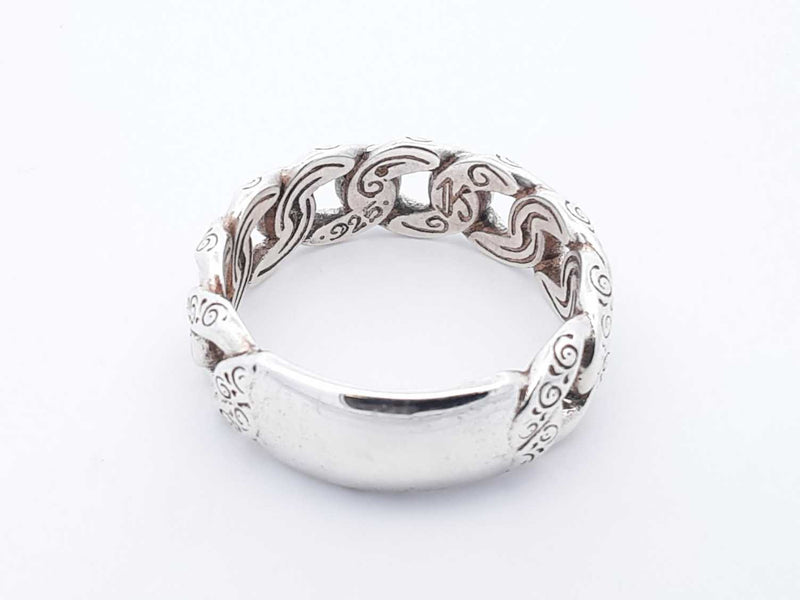Konstantino Sterling Silver Carved Curb Link Ring 9.1 Grams Size 12 Fw0425pxdu