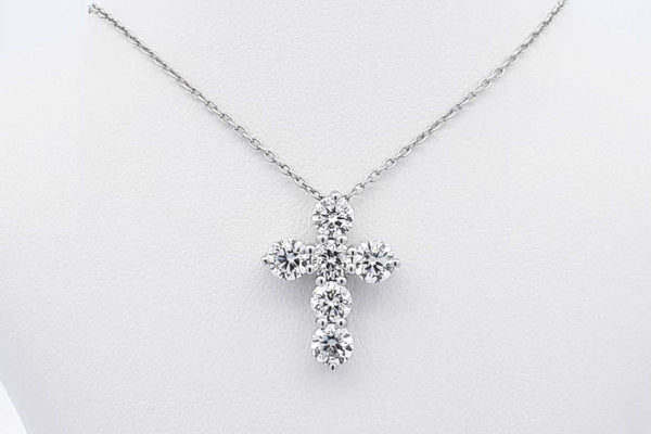 1.74ctw Lab Grown Diamond Cross Sterling Silver Pendant & Chain 3.4g Eb1124lesdu