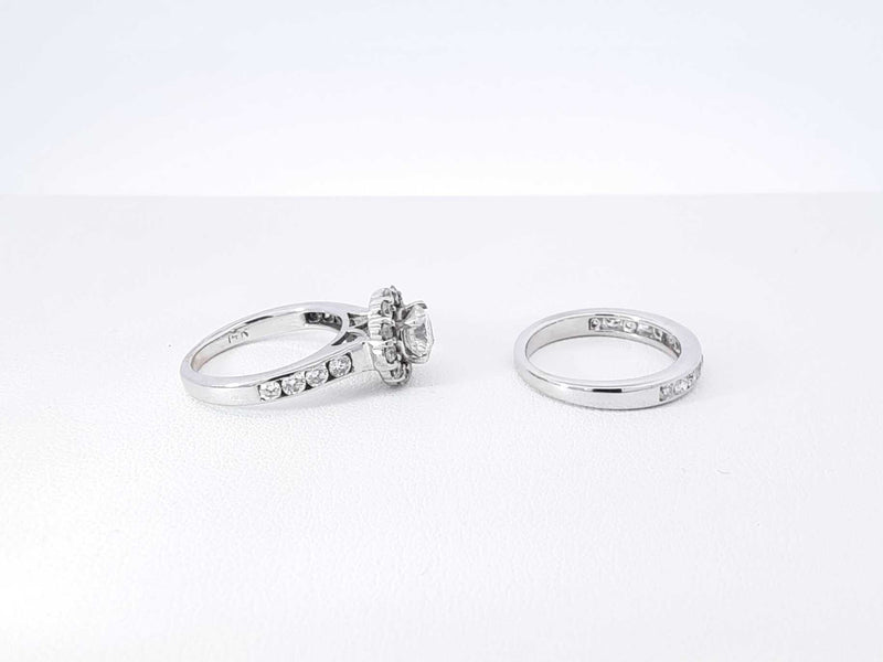 1.21 Cttw Diamond & 14k White Gold Halo Ring 5.2 Grams Size 3 Fw1025szxdu