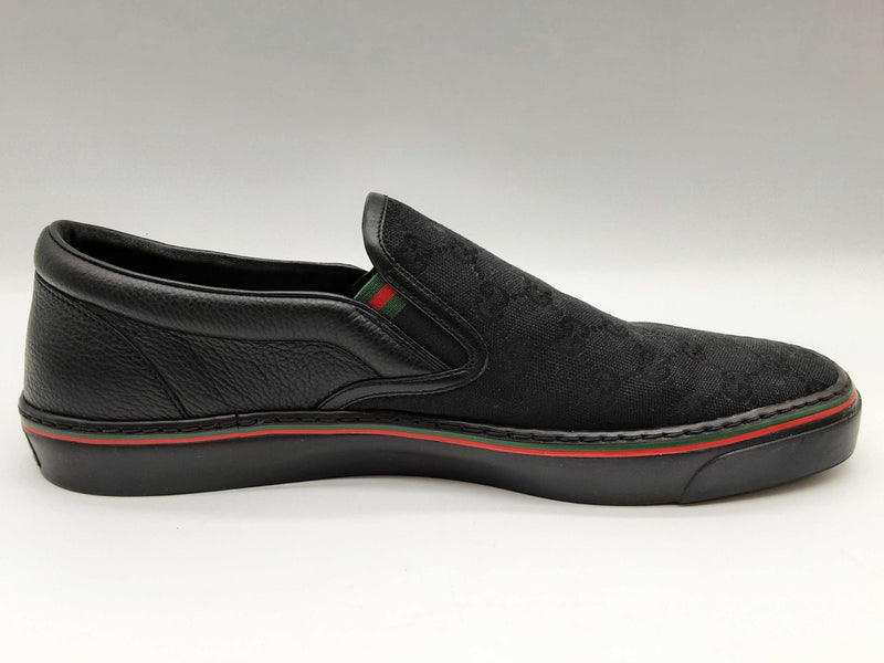 Gucci 212225 Black Monogram Gg Canvas Slip On Shoes Size Uk 9.5 Mens Do1024ixde
