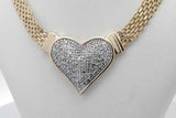 10k Yellow Gold Diamond Heart Centerpiece Necklace 13.6 Grams 16 In Eb1026ixzsa
