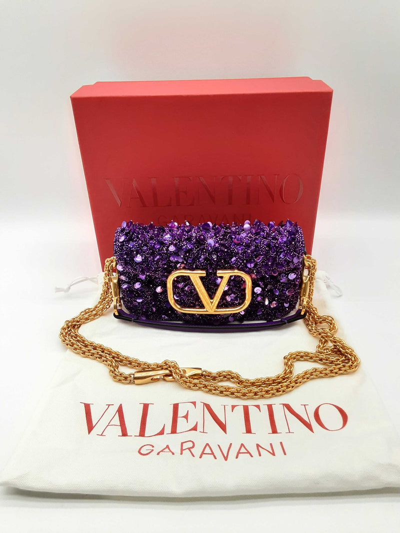 Valentino Garavani Loco Purple Sequin Shoulder Bag Do0724lxzxde