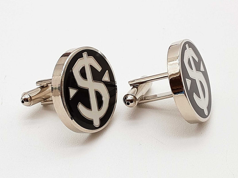 King Baby Dollar Sign White Black Cuff Links Do0825cxde