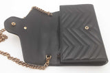 Gucci Black Chevron Quilted Matelasse Marmont Chain Wallet Eb0526orxsa