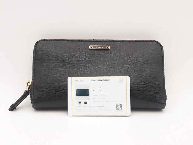 Fendi Zip Around Black Leather Wallet Sd0425rzsa