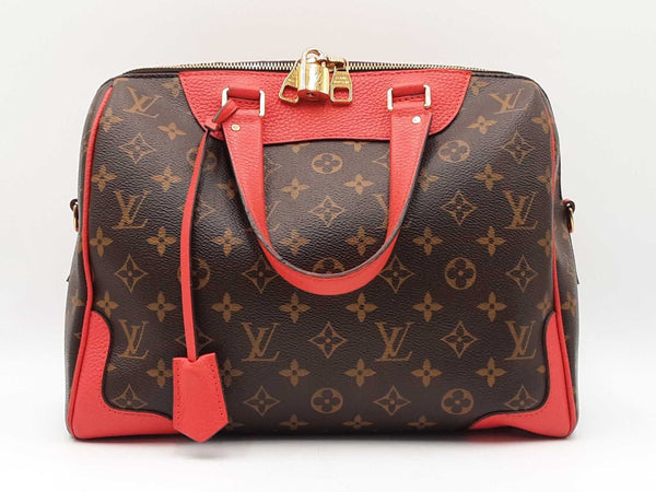 Louis Vuitton Retiro Handbag In Monogram Coated Canvas & Red Leather Fw0625wzxdu