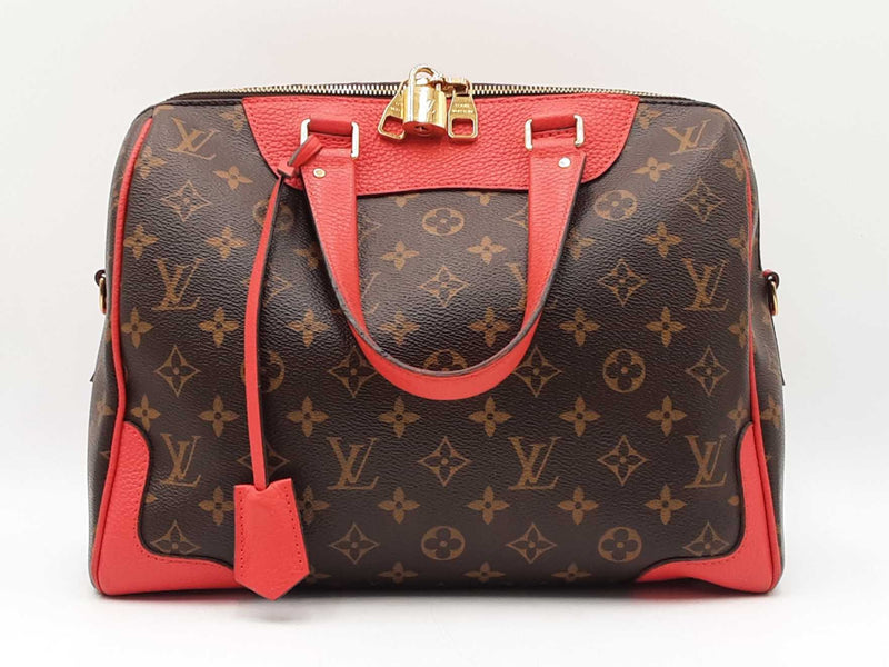Louis Vuitton Retiro Handbag In Monogram Coated Canvas & Red Leather Fw0625wzxdu