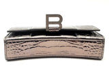 Balenciaga Crocodile Embossed Gunmetal Hourglass Wallet On Chain Eb0125ixzsa