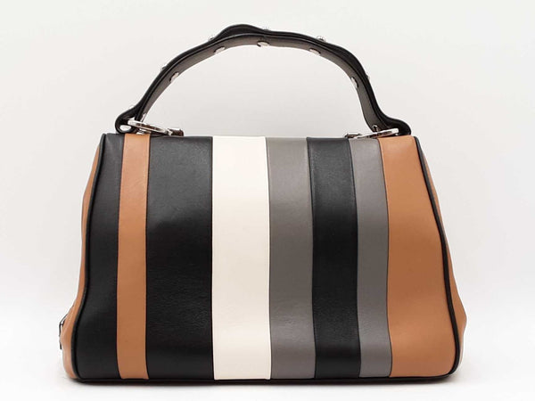 Prada Baiadera Frame Satchel Bag In Multicolor Striped Leather Fw0725wxzdu