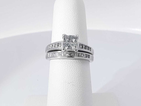 1.24 Cttw Diamond 14k White Gold Engagement Set 6.8 Grams Size 5.5 Aa0825pspsa