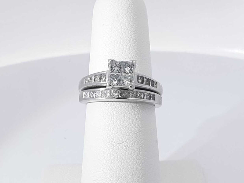 1.24 Cttw Diamond 14k White Gold Engagement Set 6.8 Grams Size 5.5 Aa0825pspsa