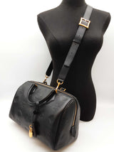 Mcm Ella Maxi Monogram Embossed Black Leather Boston Crossbody Bag Do0925ixzde