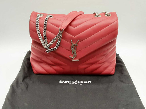 Yves Saint Laurent Loulou Matelasse Chevron Red Leather Shoulder Bag Do0324exzde