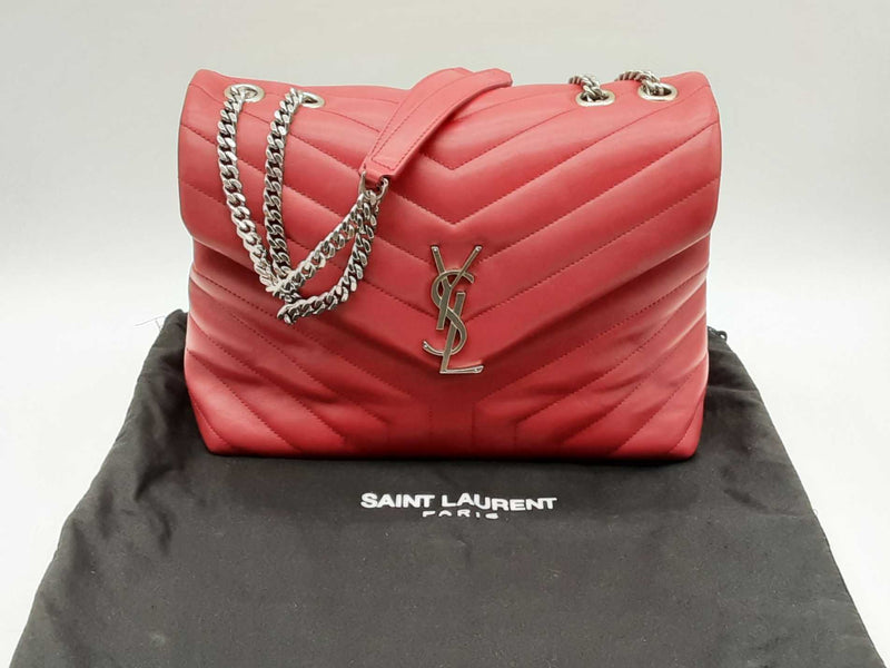 Yves Saint Laurent Loulou Matelasse Chevron Red Leather Shoulder Bag Do0324srzde