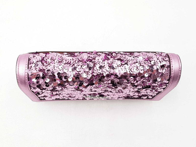 Coach Small Flap Clutch In Lilac Metallic Leather & Sequins Fw1125