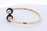 14k Yellow Gold 10.4g Onyx Bead Bangle Bracelet 6.5 In Eb0624ocrde