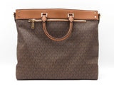 Michael Kors Travel Large North South Tote Bag In Brown Signature Coated Canvas Fw0726pxdu