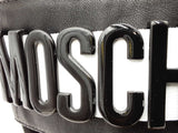 Moschino Black Leather & Metal Logo Slide Sandals Size 12 Fw0926pxdu