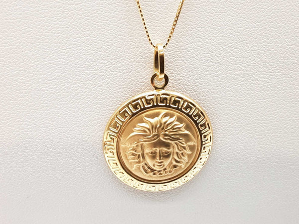 18k Yellow Gold 3.6g Medusa Head Pendant Chain 19.5 In Do0525oxzde
