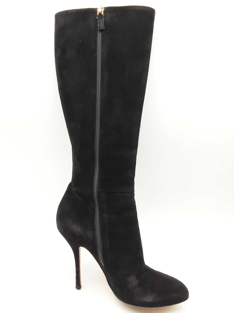 Gucci Vitello Vernice Soft Black Suede Knee High Boots Size Eu 36 Do0225rxde
