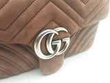 Gucci Gg Marmont Suede Brown Medium Handbag Aa0326czxsa