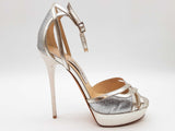 Jimmy Choo Laurita Silver Metallic Glitter Heels Size Eu 37.5 Do0625pxde