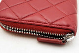 Chanel Quilted Red Lambskin Zip Around Wallet Eb1125orxdu