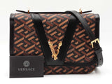Versace Virtus V Shoulder Bag In La Greca Coated Canvas Fw0726owxdu