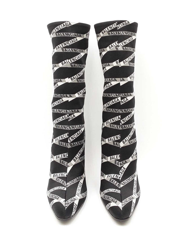 Balenciaga Losange Knife Boots In Black Logo Spandex Size Eu 38.5 Fw0925lzxdu