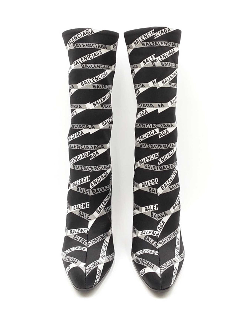 Balenciaga Losange Knife Boots In Black Logo Spandex Size Eu 38.5 Fw0925lzxdu