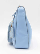 Prada Mini Shoulder Bag In Sky Blue Re-nylon & Ostrich Leather Fw0226lrxzdu