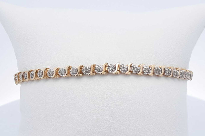 Diamond Tennis Bracelet In 14k Yellow Gold 6.8 Grams 7 Inch Eb1124lixdu