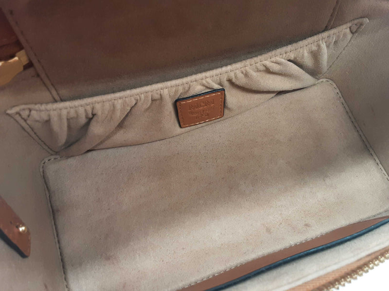 Mcm Mini Rockstar Cognac Tan Visetos Vanity Case Crossbody Bag Do1025pxzde