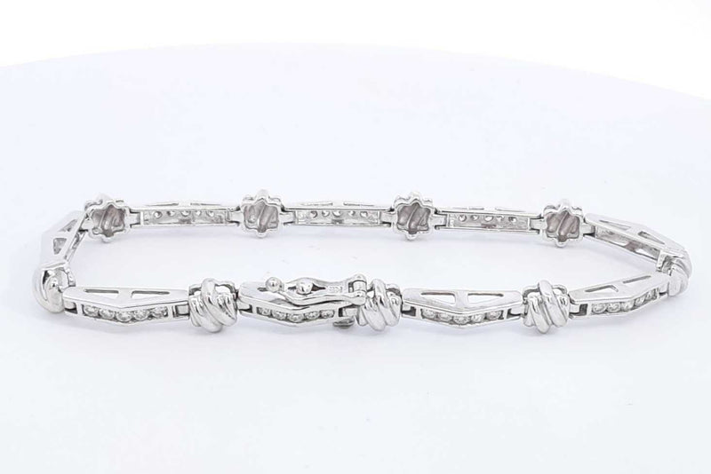 Approx. 1.35ctw Diamond Bracelet In 14k White Gold 12.3 Grams 7 Inch Eb0624icrsa