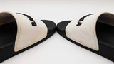 Balenciaga Logo Pool Slides In Black & White Pvc Size 7 Men, 10 Women Fw0126exdu