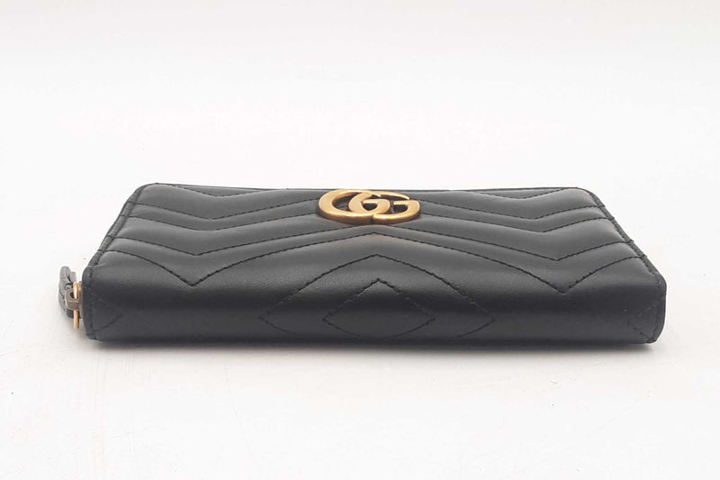 Gucci Gg Marmont Zip Around Black Wallet Sd0825ozxsa