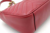 Gucci Gg Chevron Quilted Red Leather Marmont Shoulder Bag Eb1026wxzsa