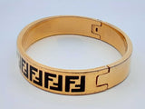 Fendi Ff Forever Fendi Gold-tone Bangle Bracelet 33.7 Grams Fw0125lrzdu