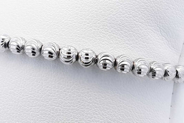 14k White Gold Ball Bead Moon Cut Cuff Bracelet 5.9 Grams Eb1024ocrsa