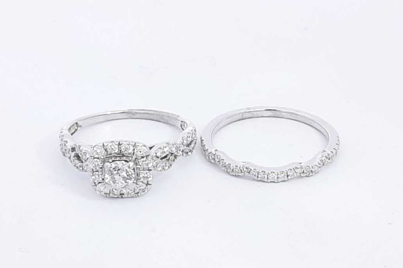 Approx. 0.94ctw Diamond Wedding Set In 14k White Gold 4.6g Size 7.5 Eb0924wxzsa