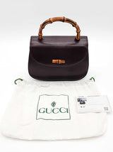 Gucci Purple Leather Bamboo Handle Chain Crossbody Bag Do0526prxde
