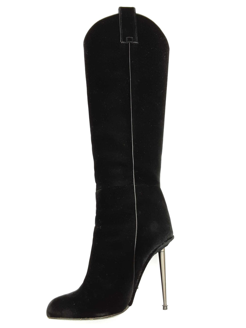 Tom Ford Black Velvet Knee High Boots Size Eu 36 Do0525wxzde