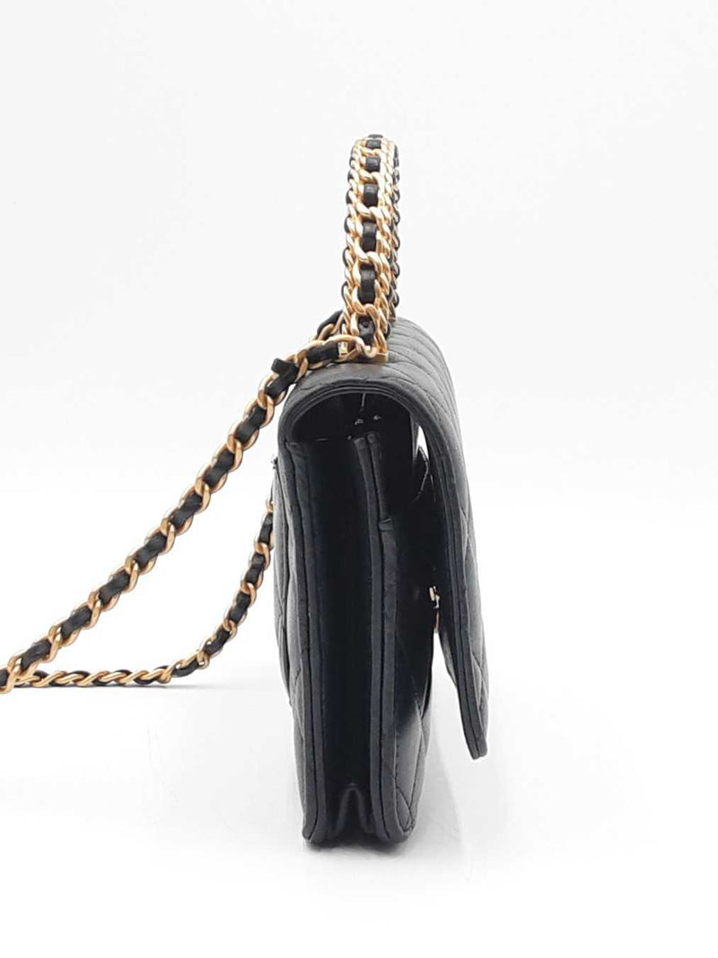Chanel Top Handle Wallet On Chain In Black Calfskin Fw0325lrzxdu