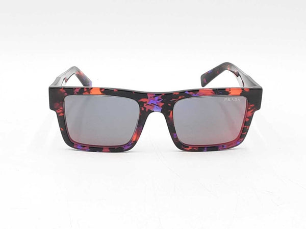 Prada Striped Radica Rectangular Acetate Frame Blue Lens Sunglasses Fw0925crdu