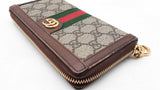 Gucci Ophidia Zip Wallet In Gg Supreme Coated Canvas & Brown Leather Fw1025ozxdu