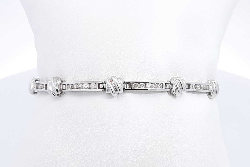 Approx. 1.35ctw Diamond Bracelet In 14k White Gold 12.3 Grams 7 Inch Eb0624icrsa