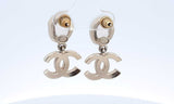 Chanel Crystal & Pearl Cc Logo Drop Earrings 7.7 Grams Eb0424oxzdu