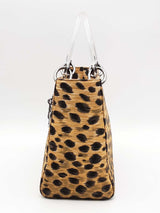 Christian Dior Leopard Print Canvas Lady Dior Top Handle Bag Eb0726exzsa