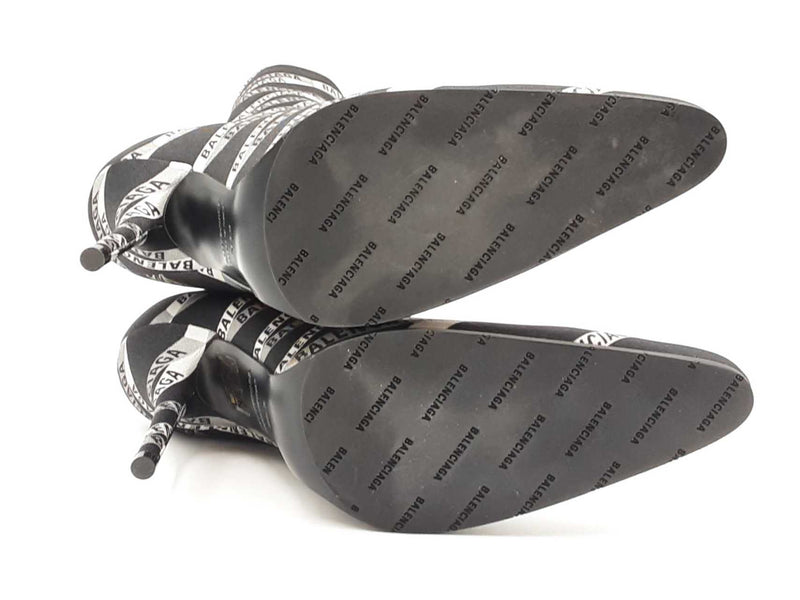 Balenciaga Losange Knife Boots In Black Logo Spandex Size Eu 38.5 Fw0925lzxdu
