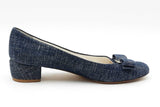 Salvatore Ferragamo Denim Print Vara Pumps Size 5.5 Eb1125ixdu